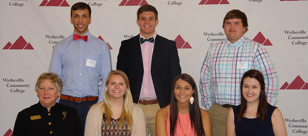 Wythe-Bland scholarship recipients with foundation board member