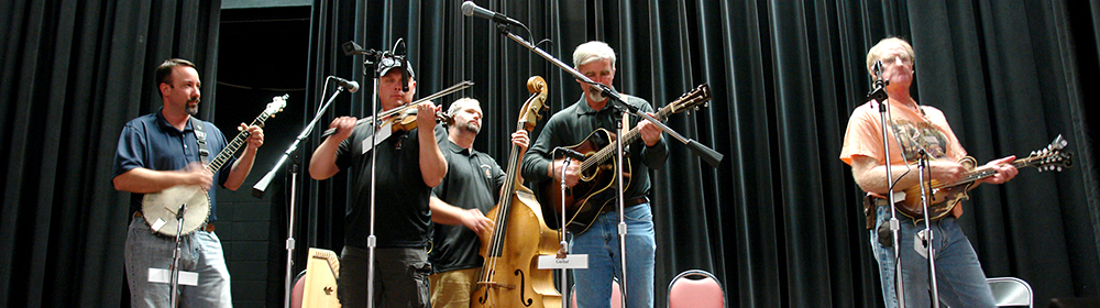 Bluegrass Band performing on Counts Stage in Snyder Auditorium