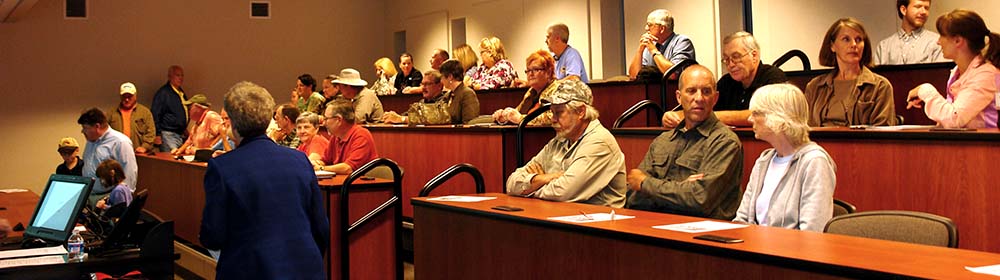 A group of people in one of the electronic classrooms on WCC's Wytheville Campus
