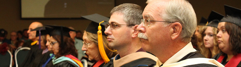 Faculty in their graduation regalia at WCC's commencement ceremony